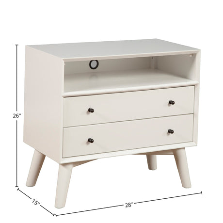 Flynn Large Nightstand, White-Nightstands-Parc Decor