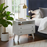 Flynn Large Nightstand, White-Nightstands-Parc Decor