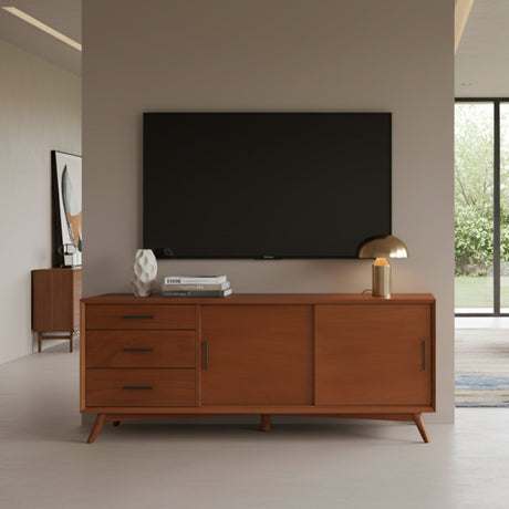 Flynn Large TV Console, Chestnut-TV Console-Parc Decor