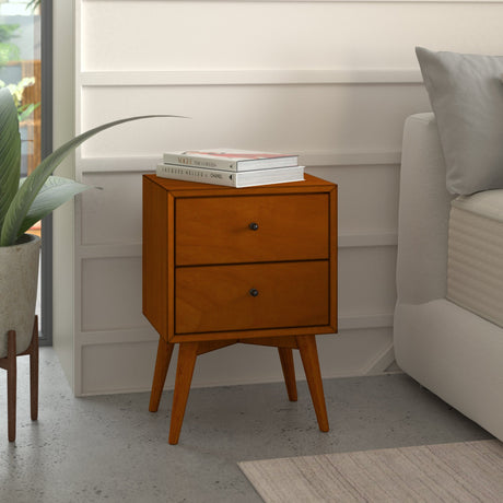 Flynn Mid-Century Nightstand, Chestnut Mahogany