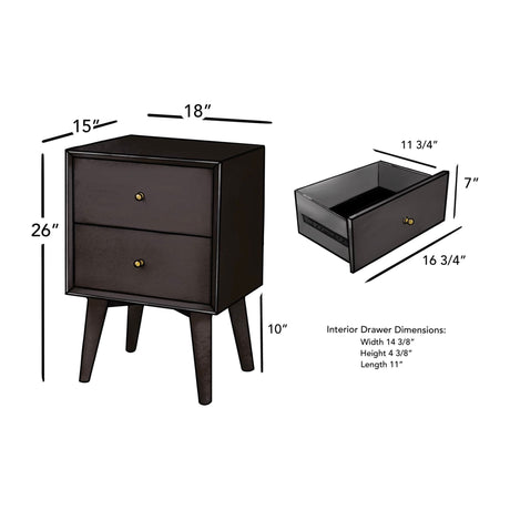 Flynn Nightstand, Black-Nightstands-Parc Decor