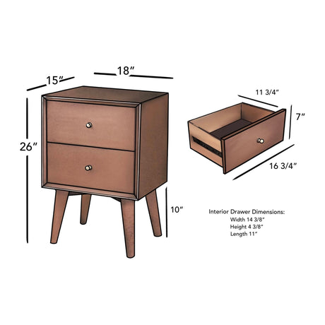 Flynn Nightstand, Chestnut-Nightstands-Parc Decor