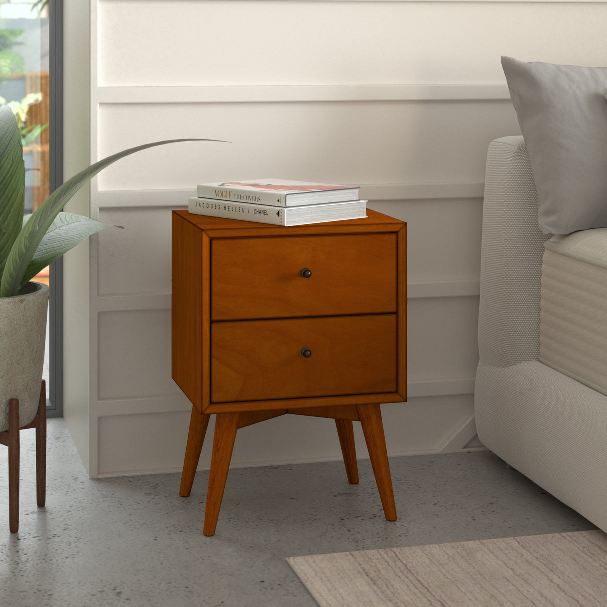 Flynn Nightstand, Chestnut-Nightstands-Parc Decor