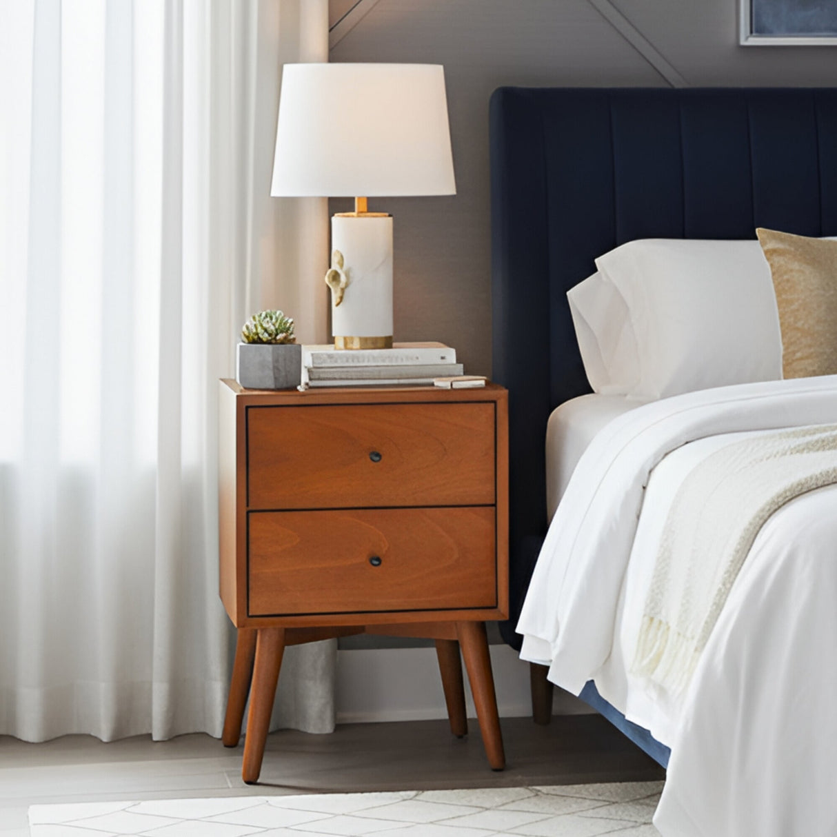 Flynn Nightstand, Chestnut-Nightstands-Parc Decor