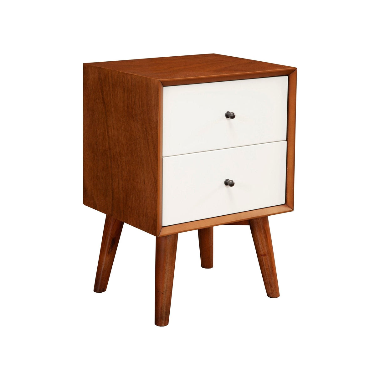 Flynn Nightstand, Chestnut/White-Nightstands-Parc Decor