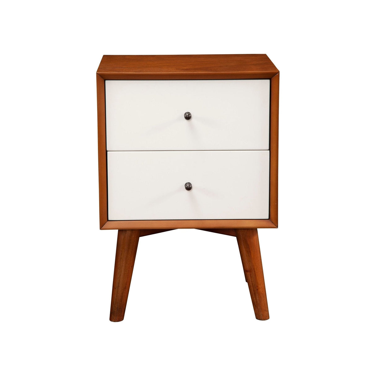 Flynn Nightstand, Chestnut/White-Nightstands-Parc Decor