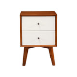 Flynn Nightstand, Chestnut/White-Nightstands-Parc Decor