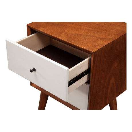 Flynn Nightstand, Chestnut/White-Nightstands-Parc Decor