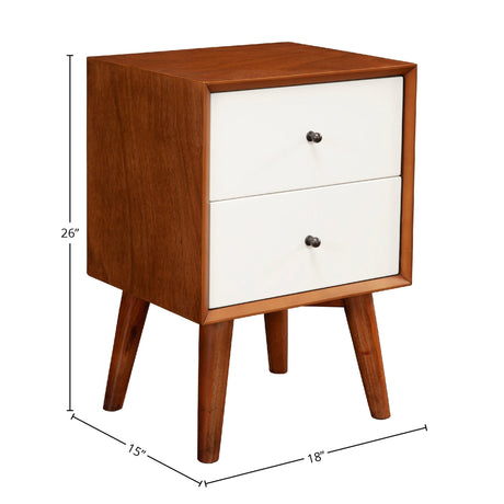Flynn Nightstand, Chestnut/White-Nightstands-Parc Decor