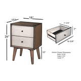 Flynn Nightstand, Chestnut/White-Nightstands-Parc Decor