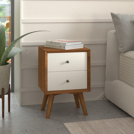 Flynn Nightstand, Chestnut/White-Nightstands-Parc Decor