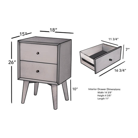 Flynn Nightstand, Gray-Nightstands-Parc Decor