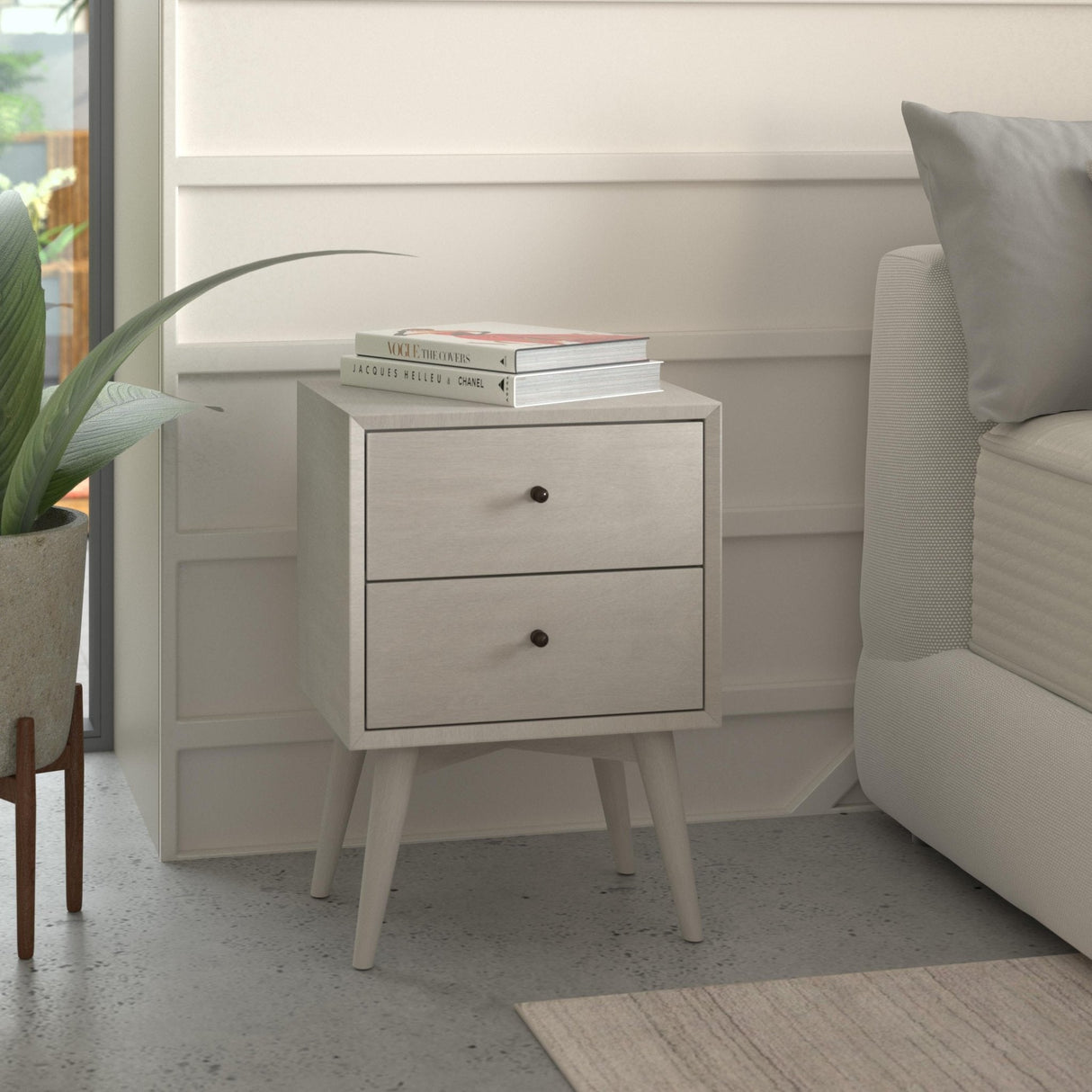 Flynn Nightstand, Gray-Nightstands-Parc Decor