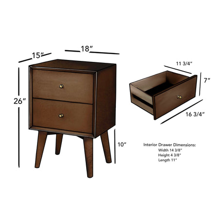 Flynn Nightstand, Walnut-Nightstands-Parc Decor