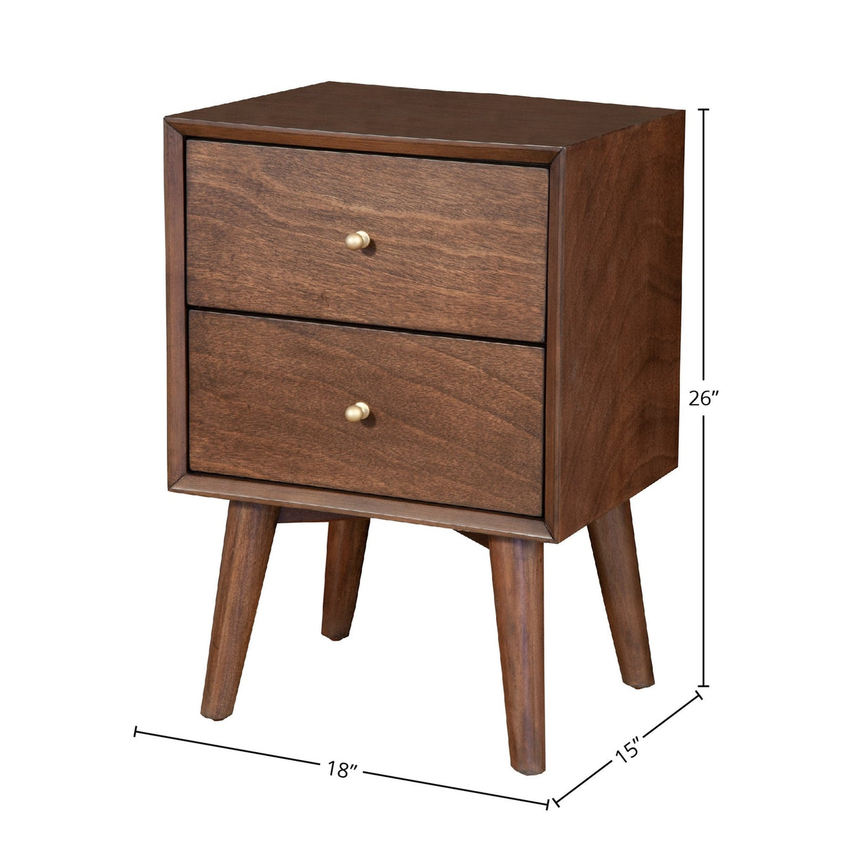 Flynn Nightstand, Walnut-Nightstands-Parc Decor