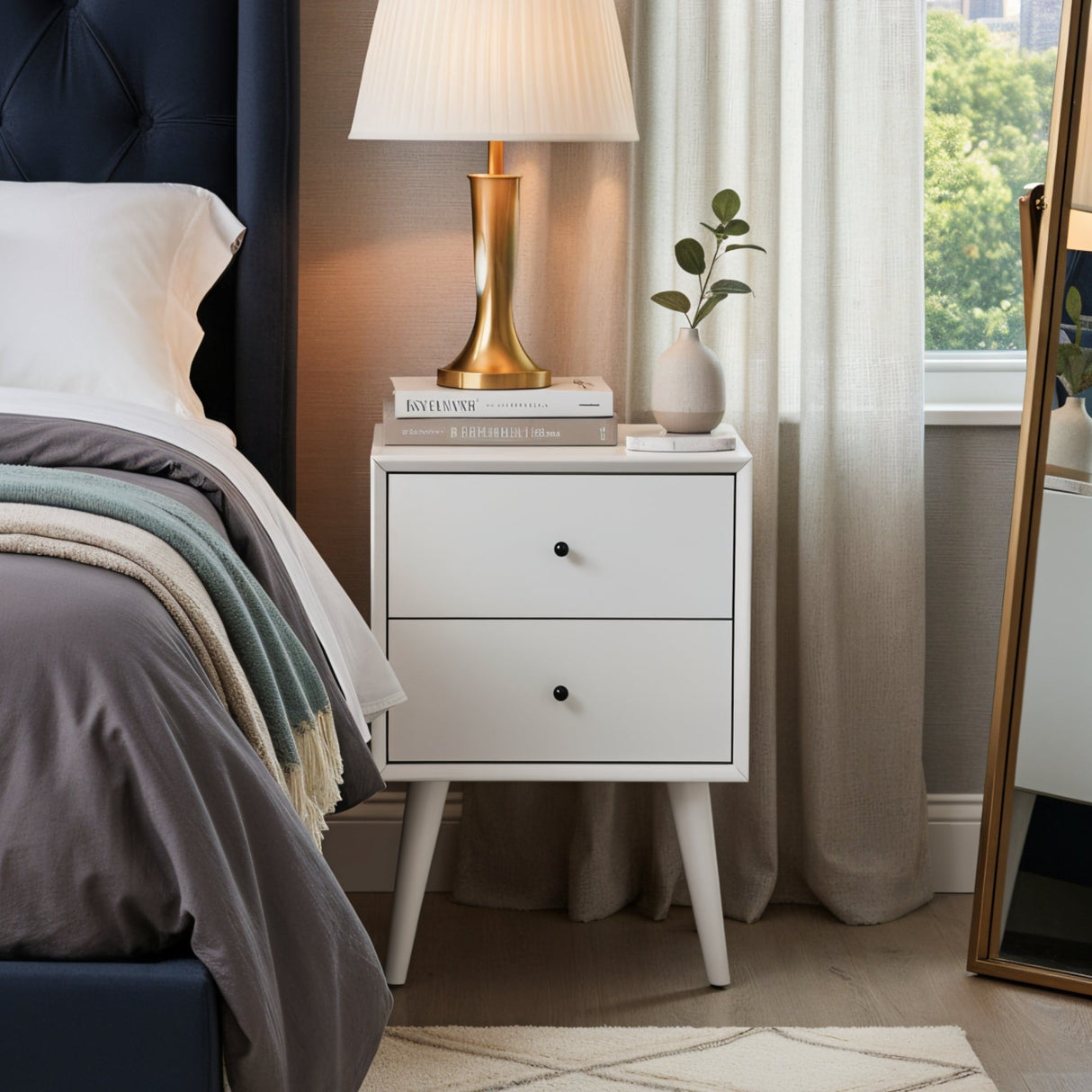 Flynn Nightstand, White-Nightstands-Parc Decor