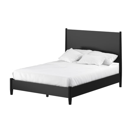 Flynn Panel Bed, Black-Beds-Parc Decor