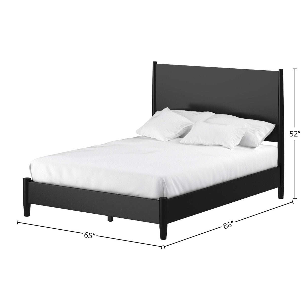 Flynn Panel Bed, Black-Beds-Parc Decor