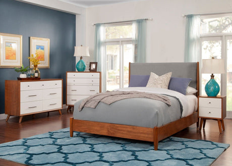 Flynn Panel Bed, Chestnut/Grey