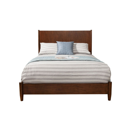 Flynn Panel Bed, Walnut-Beds-Parc Decor