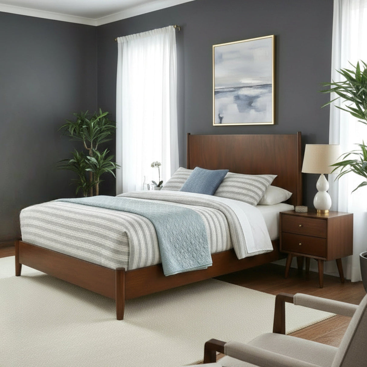 Flynn Panel Bed, Walnut