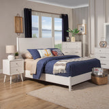 Flynn Panel Bed, White-Beds-Parc Decor