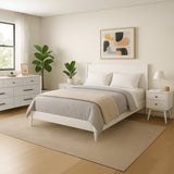 Flynn Panel Bed, White-Beds-Parc Decor