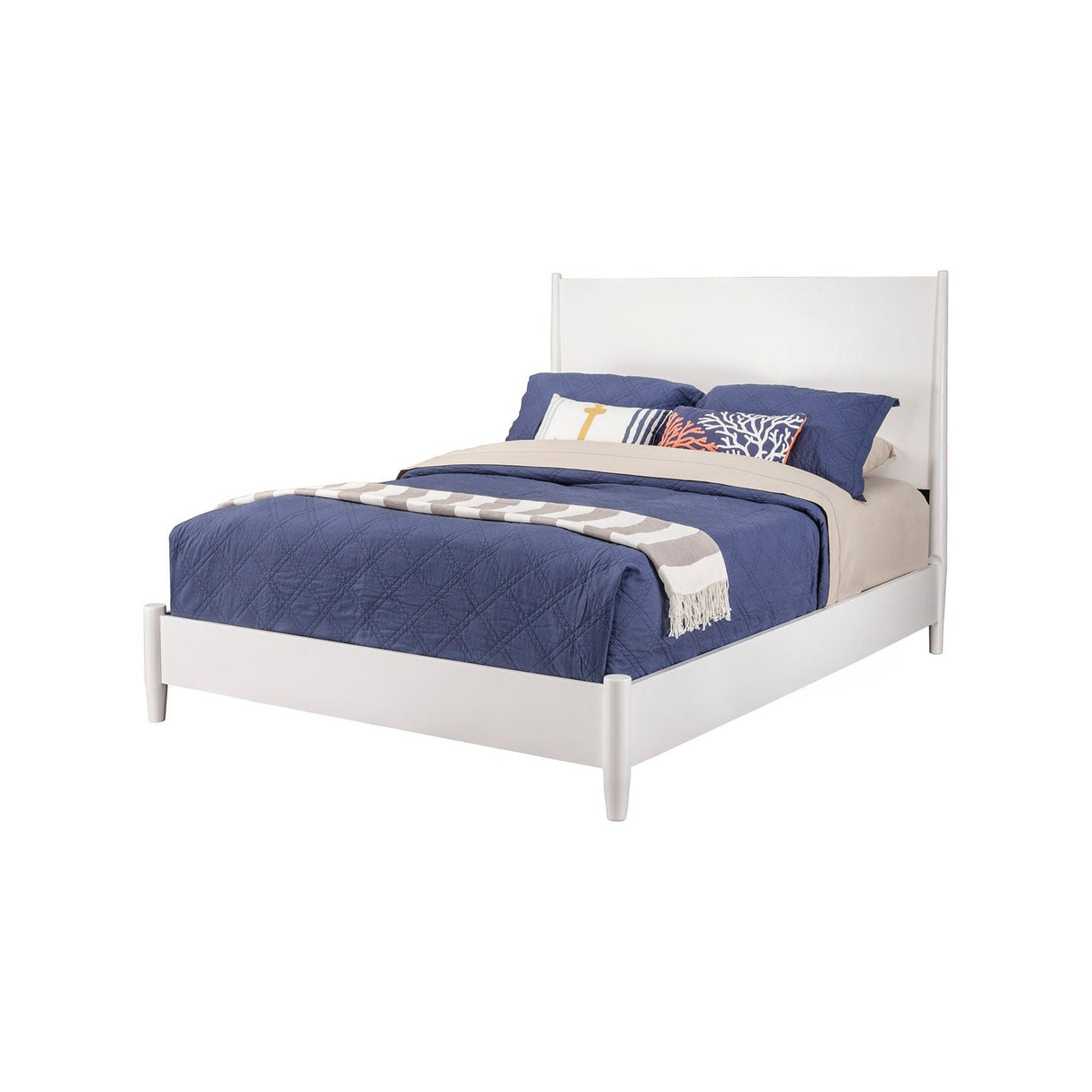 Flynn Platform Bed, White-Beds-Parc Decor