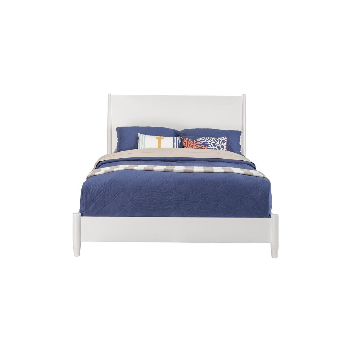 Flynn Platform Bed, White-Beds-Parc Decor