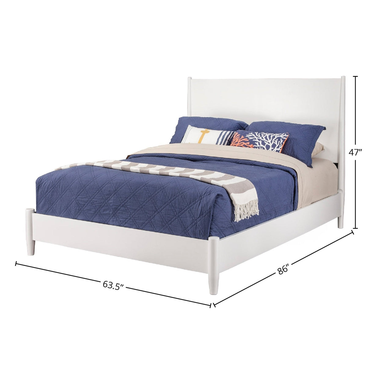 Flynn Platform Bed, White-Beds-Parc Decor