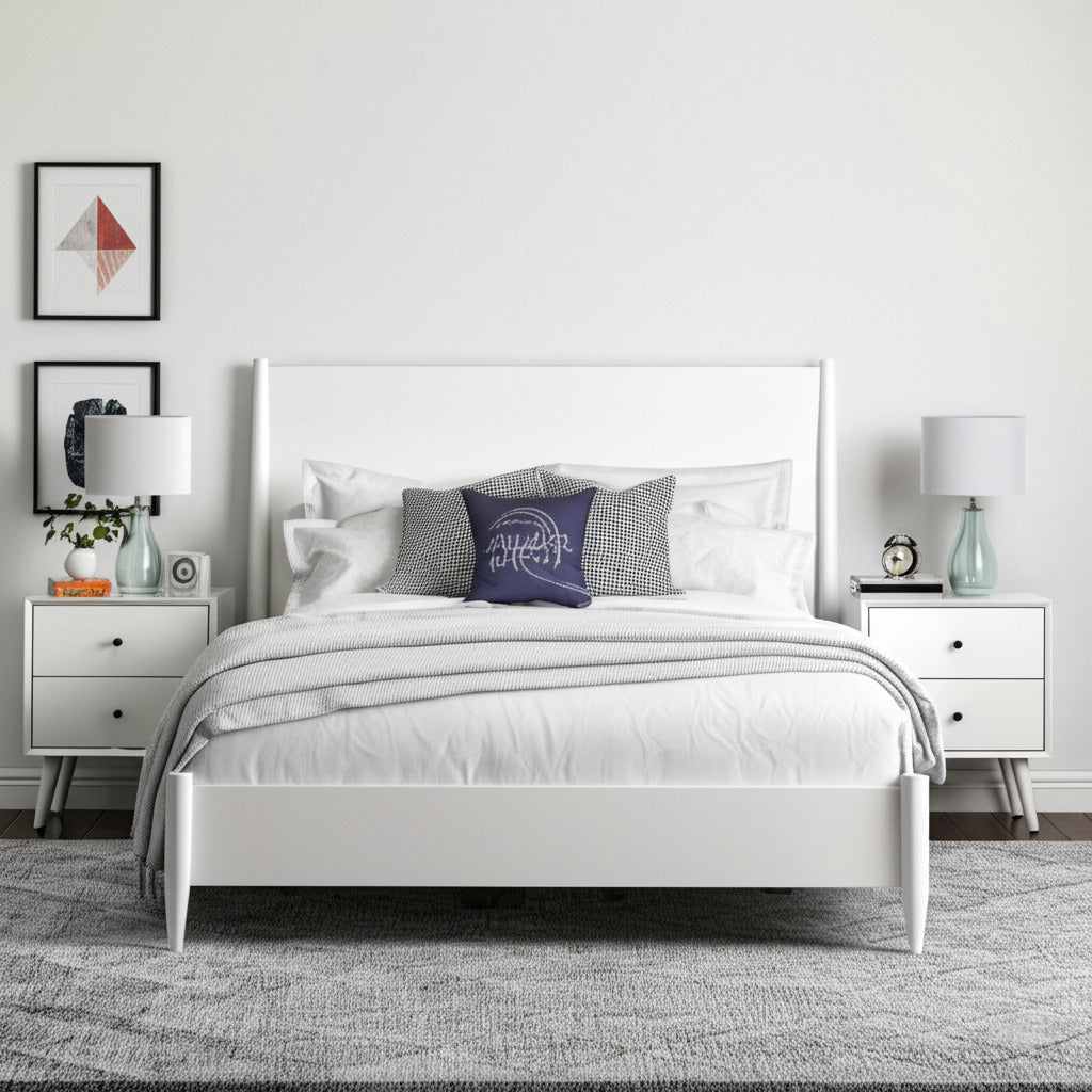 Flynn Platform Bed, White-Beds-Parc Decor