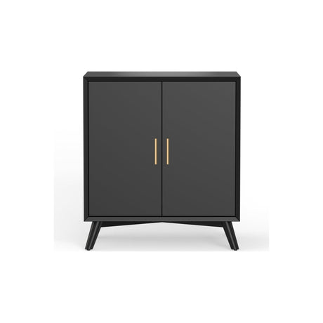 Flynn Small Bar Cabinet, Black-Bar Cabinet-Parc Decor