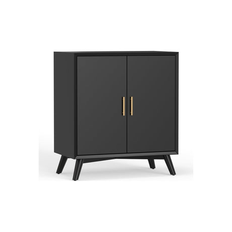 Flynn Small Bar Cabinet, Black-Bar Cabinet-Parc Decor