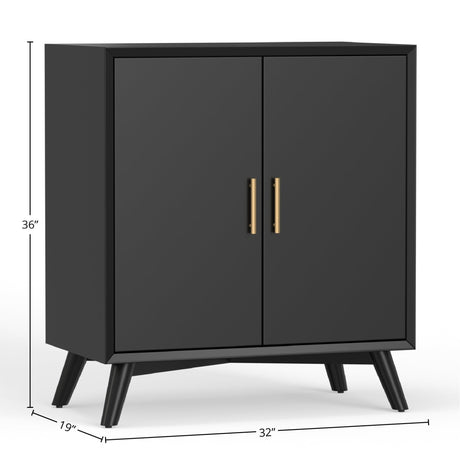 Flynn Small Bar Cabinet, Black-Bar Cabinet-Parc Decor