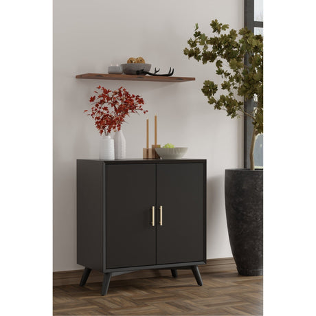 Flynn Small Bar Cabinet, Black-Bar Cabinet-Parc Decor