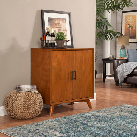 Flynn Small Bar Cabinet, Chestnut-Bar Cabinet-Parc Decor