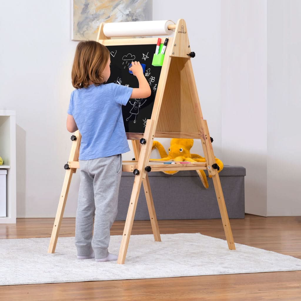 Foldable Kids Easel – 3 Adjustable Heights, Art Station for Drawing & Painting-Indoor-Parc Decor