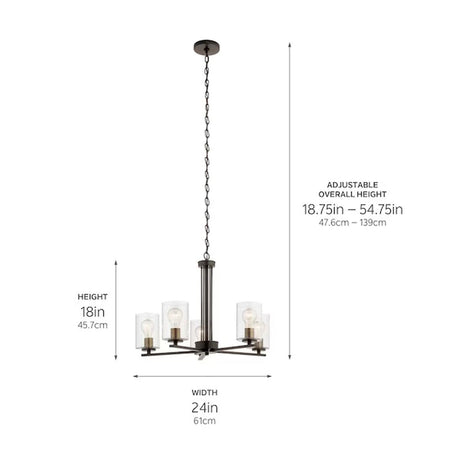 Fontella 24"W 5-Light Chandelier by Kichler Olde Bronze Finish