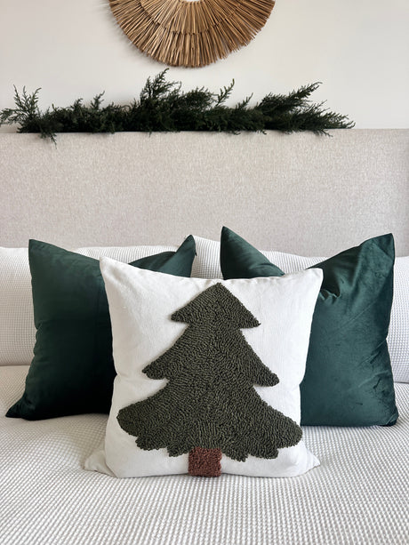 Forest Green Tufted Christmas Tree Pillow Cover-Parc Decor