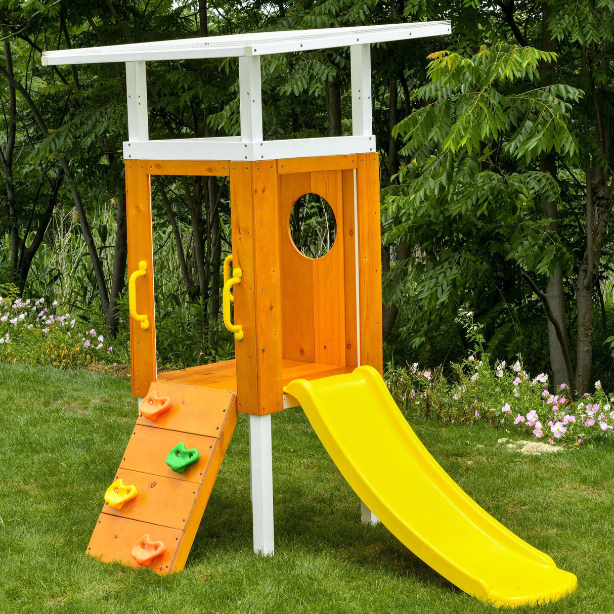 Forest Small Outdoor Toddler Swing Set | Compact Wooden Swing Frame for Babies & Kids-Outdoor-Parc Decor