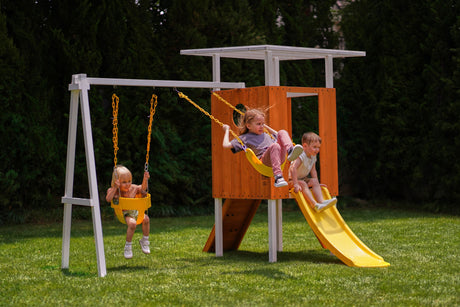 Forest Small Outdoor Toddler Swing Set | Compact Wooden Swing Frame for Babies & Kids-Outdoor-Parc Decor