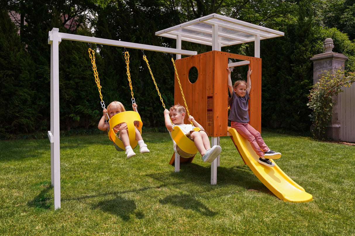 Forest Small Outdoor Toddler Swing Set | Compact Wooden Swing Frame for Babies & Kids-Outdoor-Parc Decor