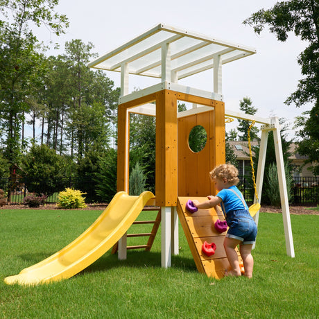 Forest Small Outdoor Toddler Swing Set | Compact Wooden Swing Frame for Babies & Kids-Outdoor-Parc Decor