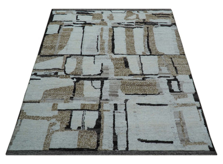 Fossil Custom Made Contemporary Brown Hand knotted Wool Rug