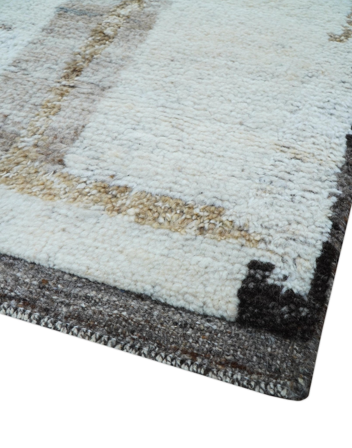 Fossil Custom Made Contemporary Brown Hand knotted Wool Rug