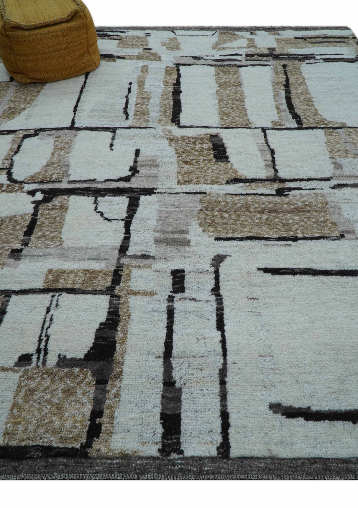 Fossil Custom Made Contemporary Brown Hand knotted Wool Rug