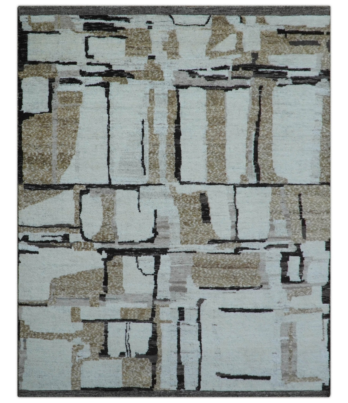 Fossil Custom Made Contemporary Brown Hand knotted Wool Rug
