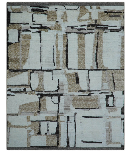 Fossil Custom Made Contemporary Brown Hand knotted Wool Rug
