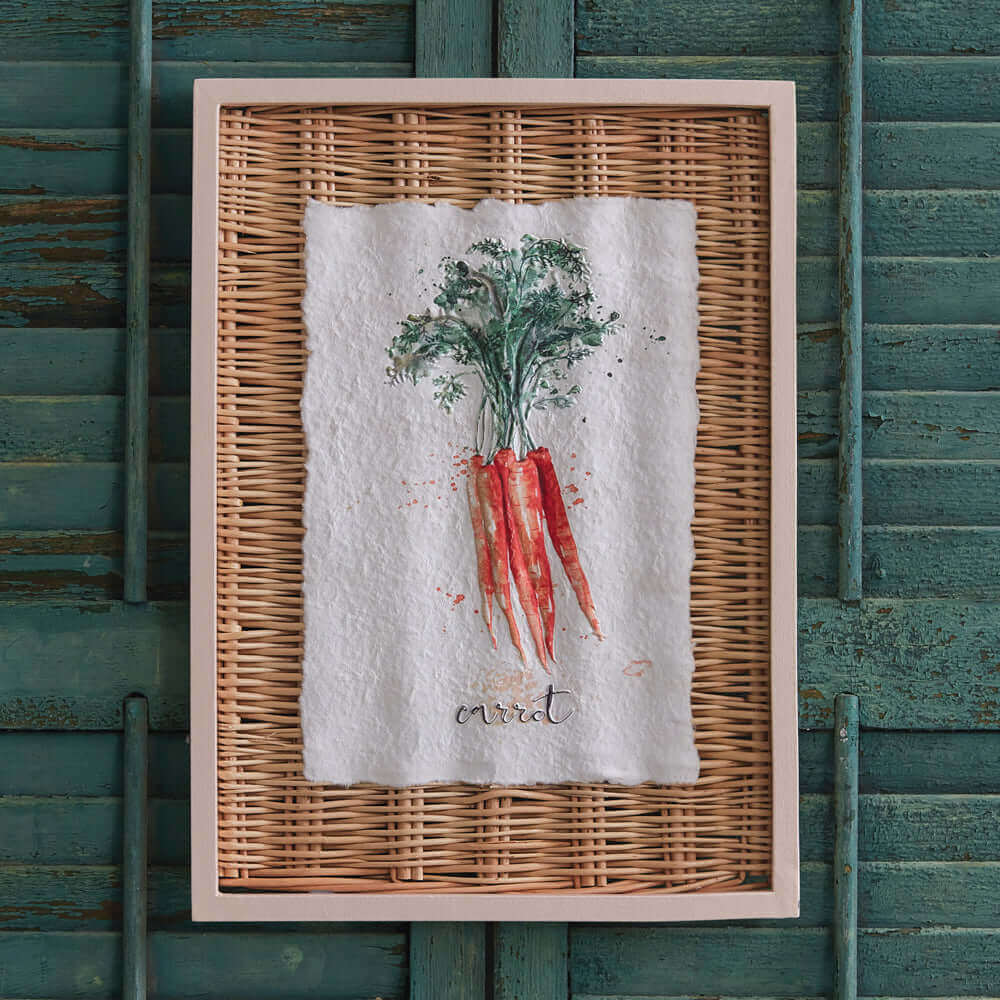 Framed Carrot Art on Wicker Wall Décor-Wall Decor-Parc Decor