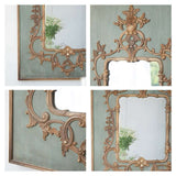 French Antique Wall Mirror with Gold and Green Frame-Mirror-Parc Decor